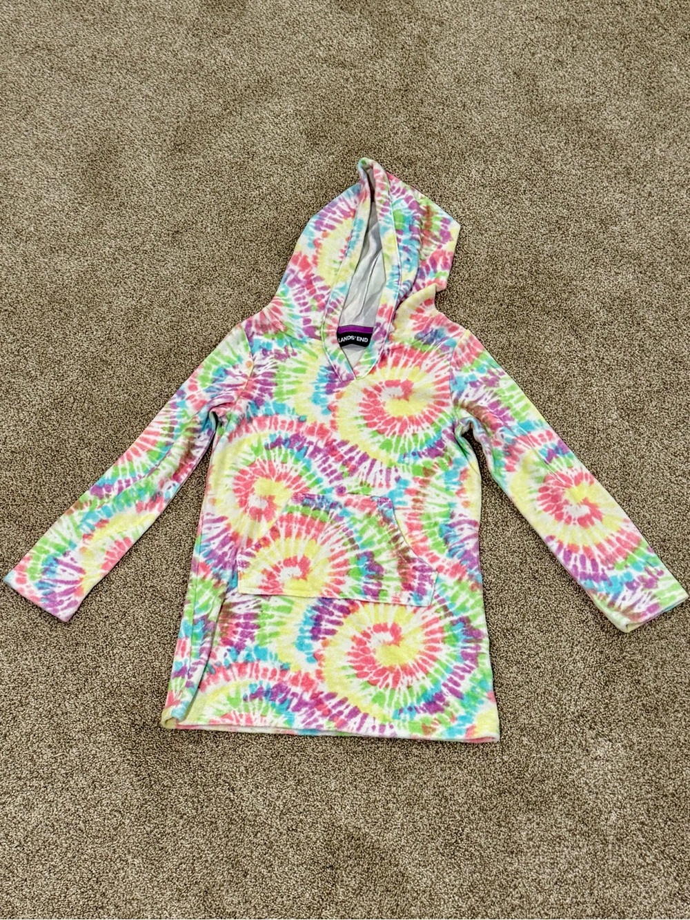 Lands’ End Kids Long Sleeve Hooded Terry Cloth Swimsuit Cover-Up